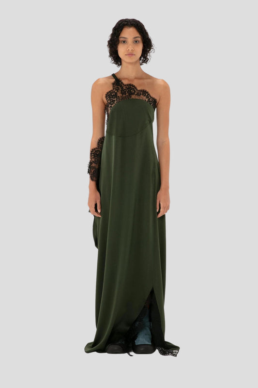 Asymmetric Lace Slip Dress