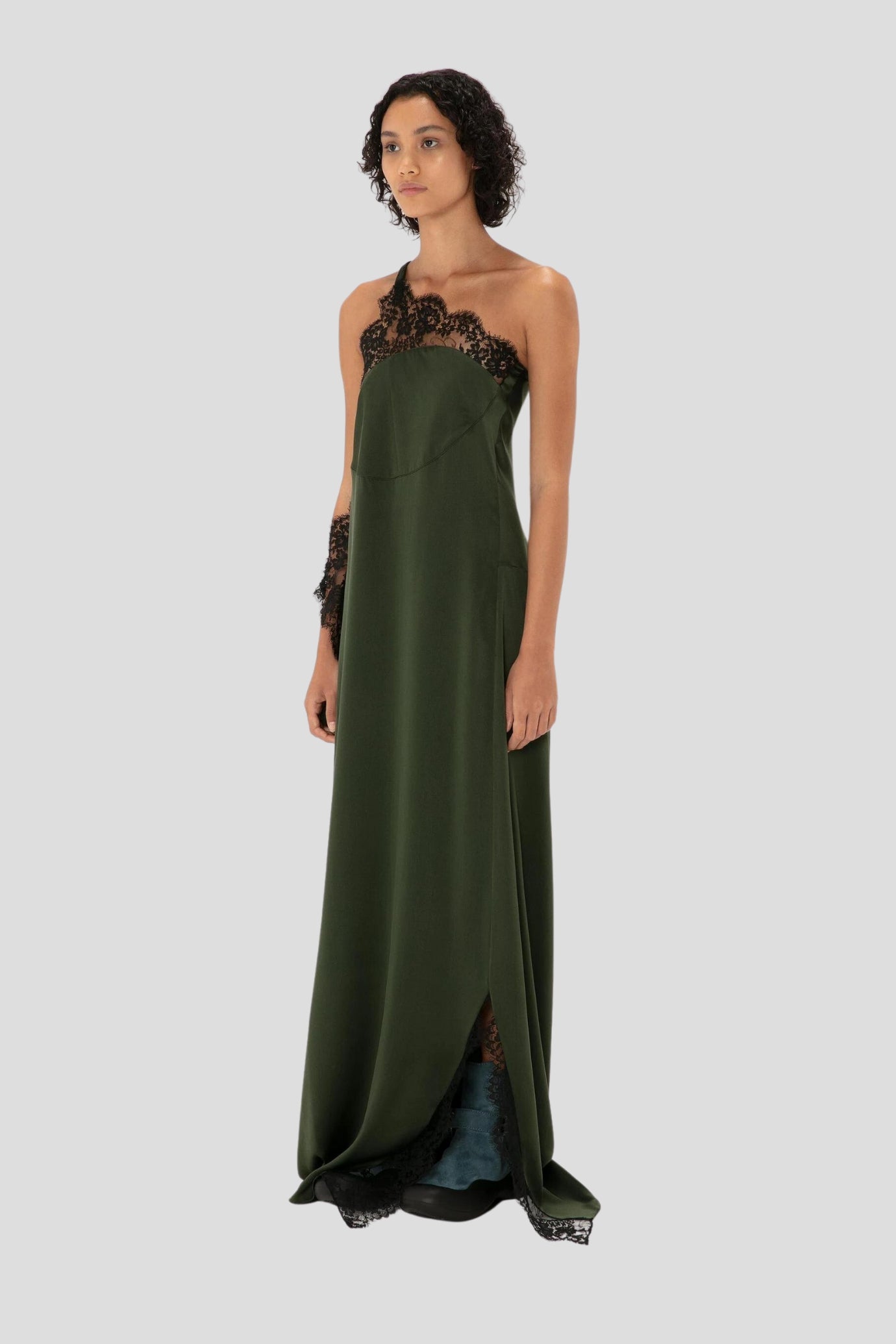 Asymmetric Lace Slip Dress