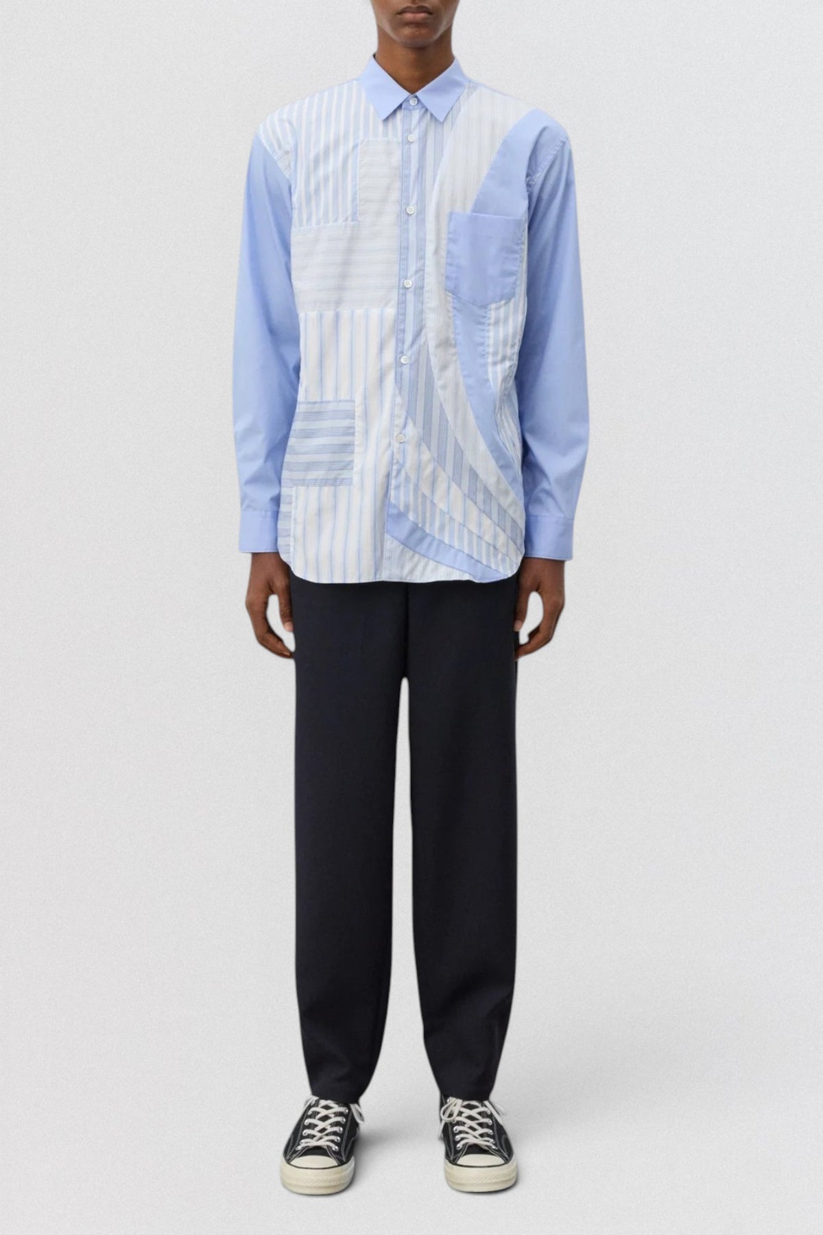 Patchwork Stripe Shirt Blue/Mix