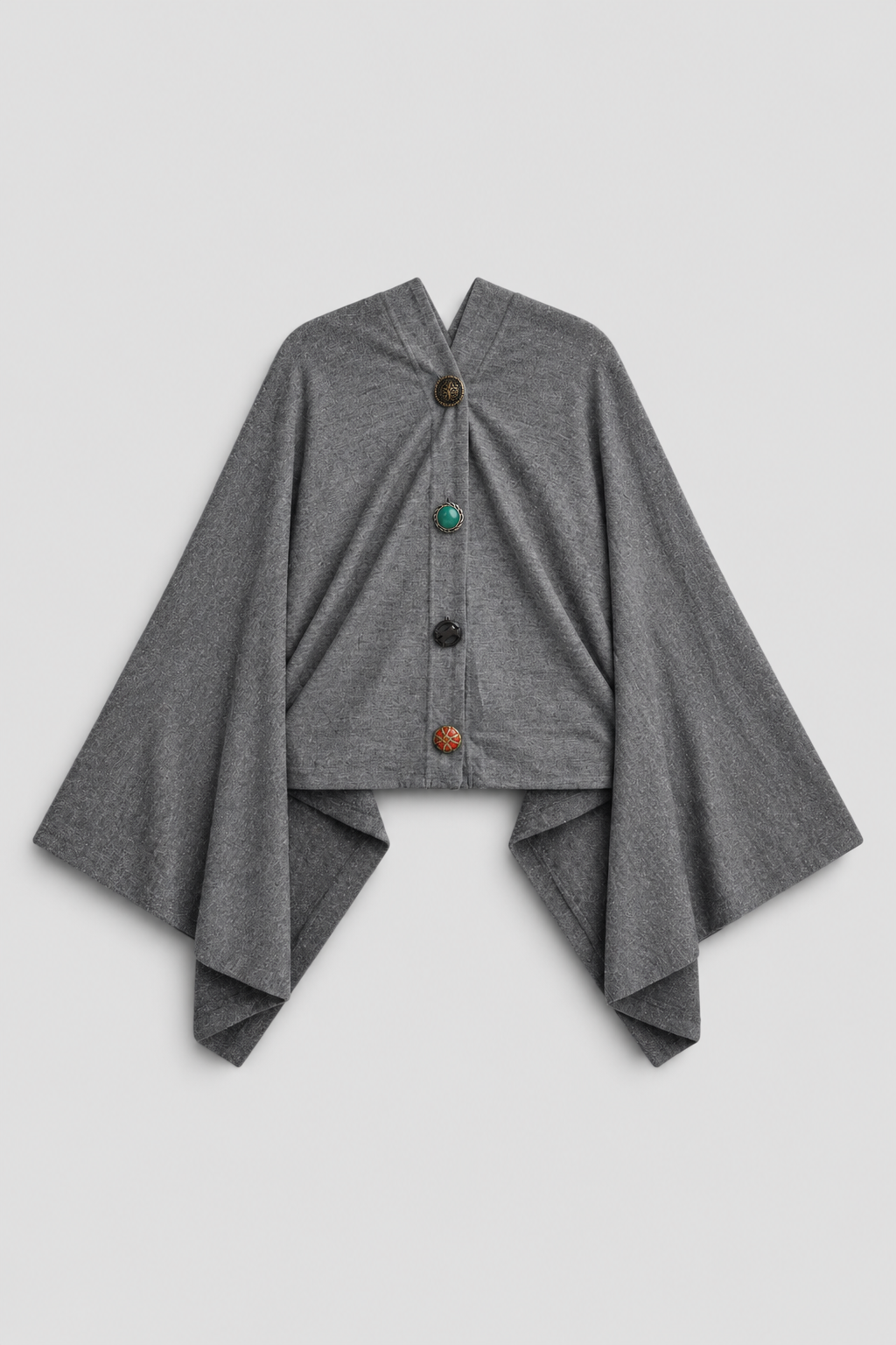 Wool Milled Jersey Cape Grey
