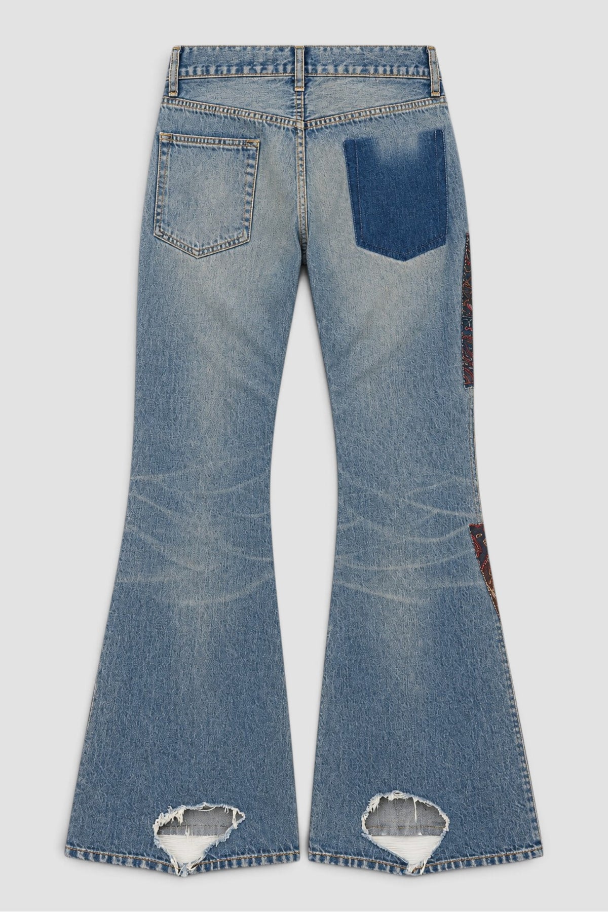 Patchwork Flare Jeans Indigo