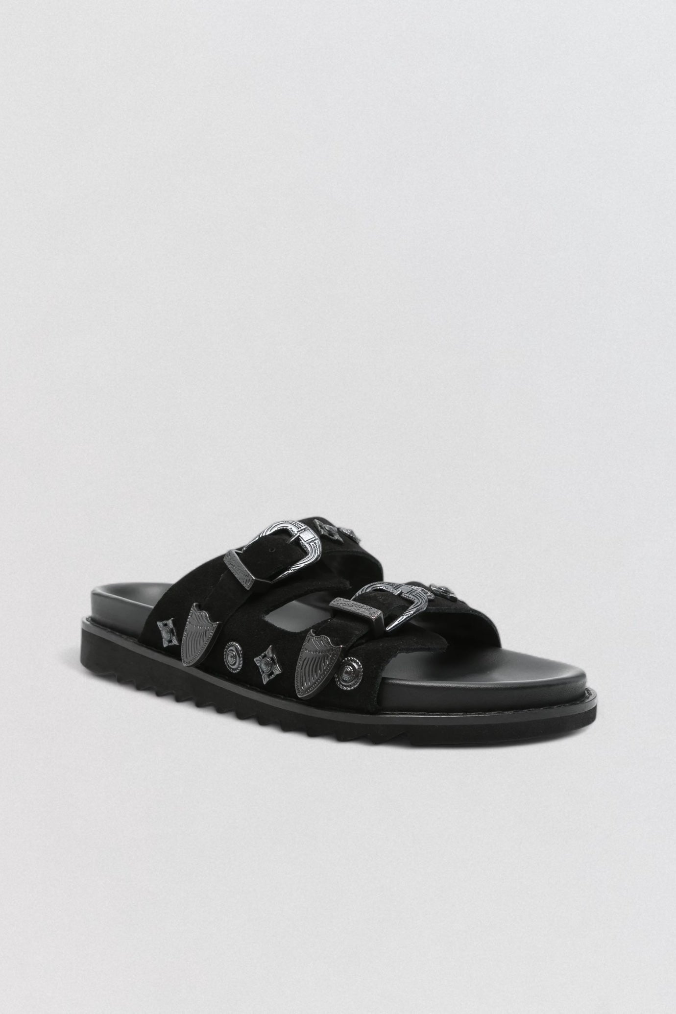 AJ844 Black Suede Sandals