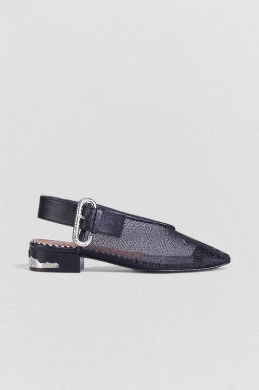 AJ897 Black Mesh Slingback