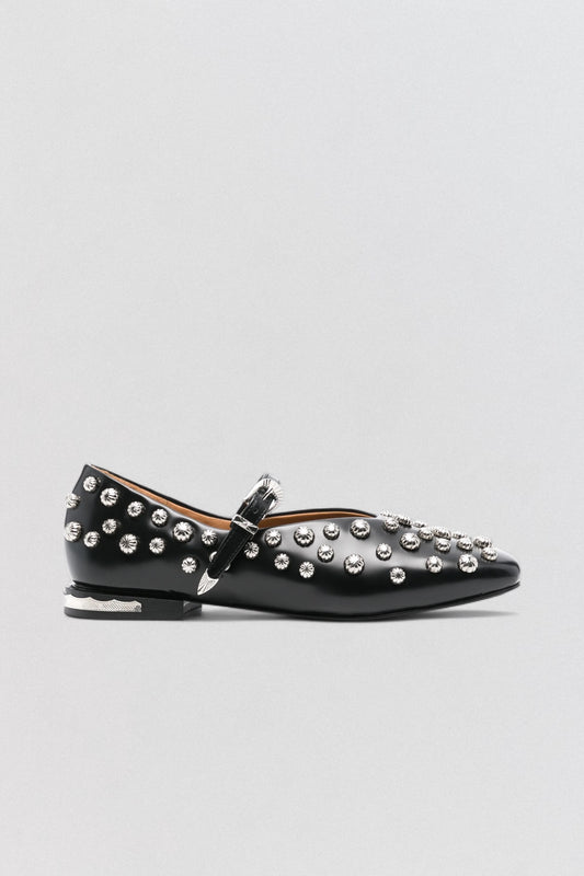 AJ1374 Black Polido Flats