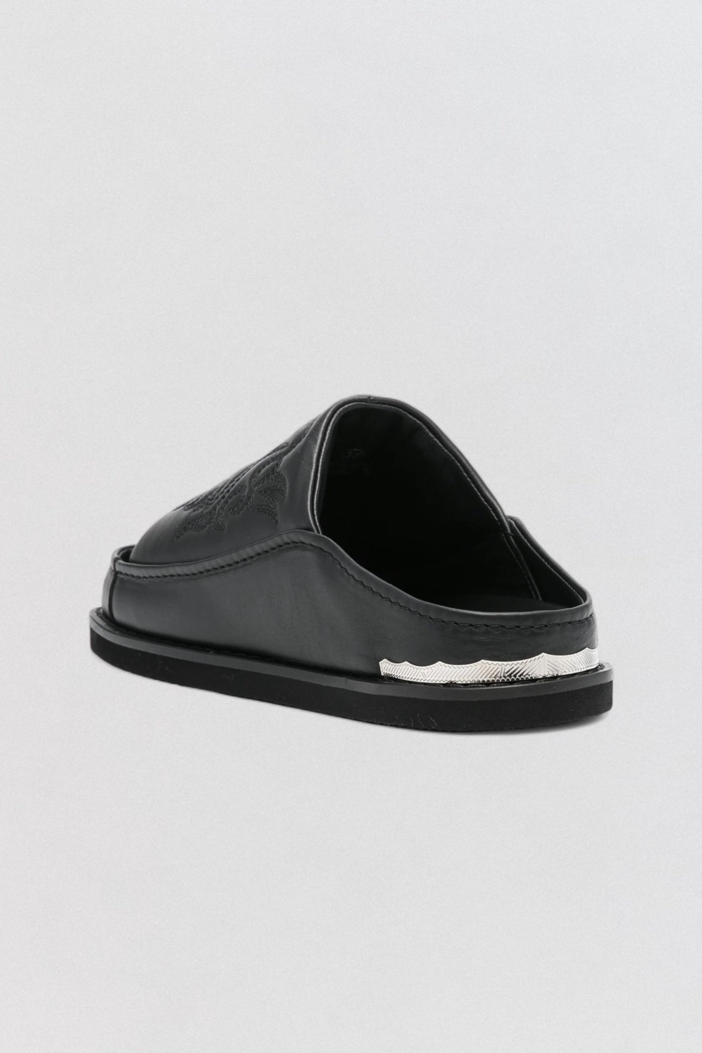 AJ1388 Black Leather Slides