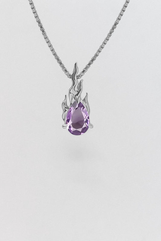 Purple Amethyst Mini Gem in Heat Necklace