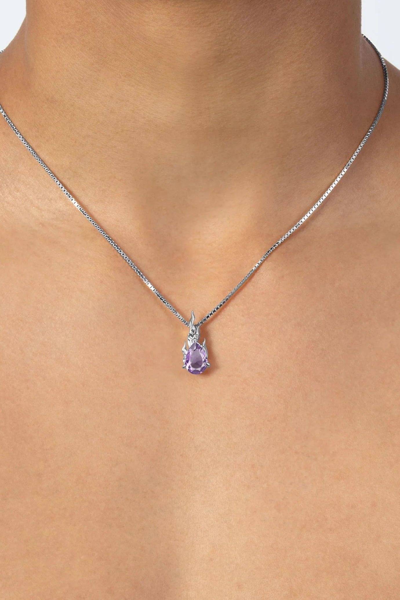 Purple Amethyst Mini Gem in Heat Necklace
