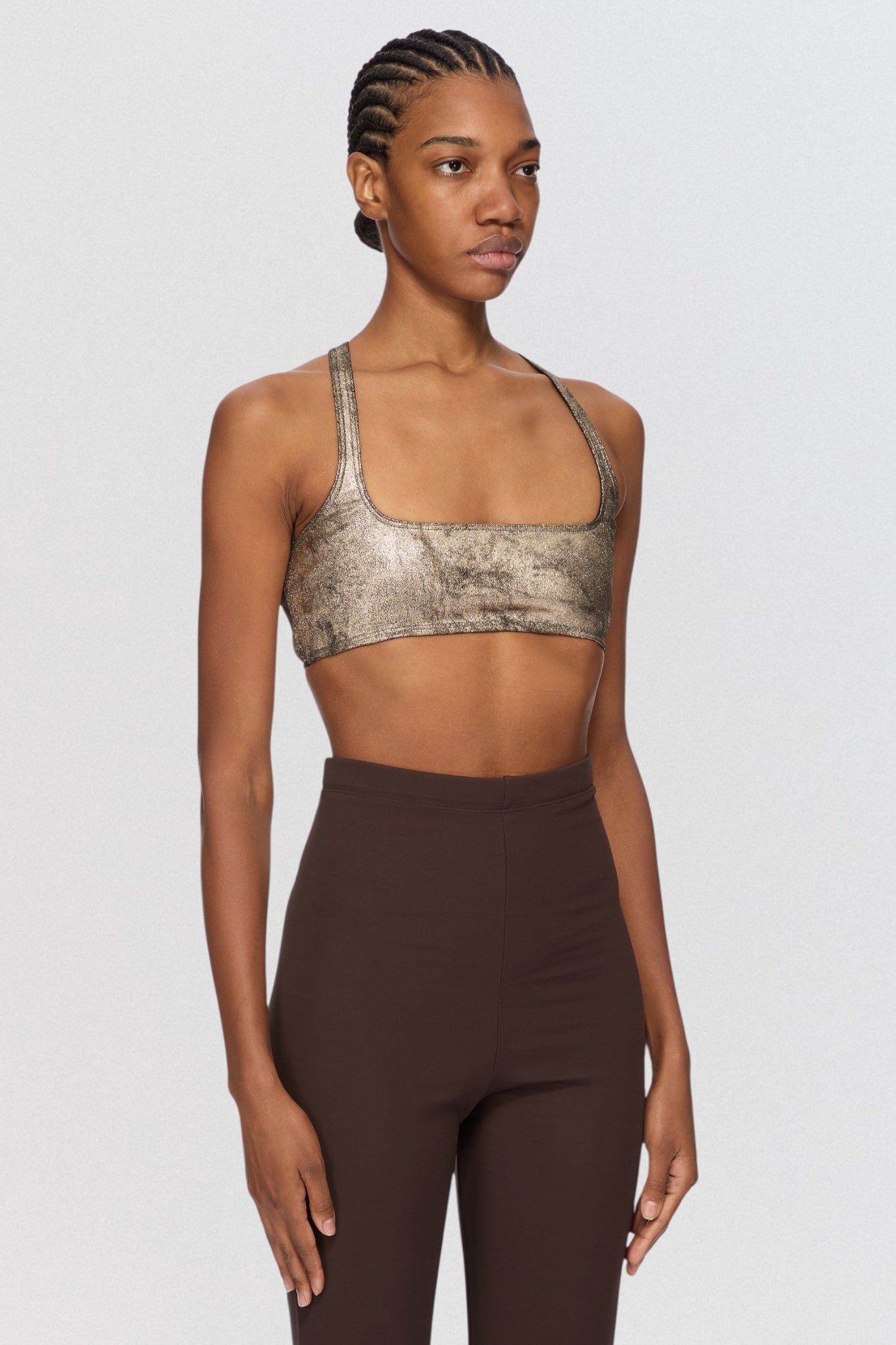 Rick Owens Unhorny Top in cream jersey with cropped fitted silhouette