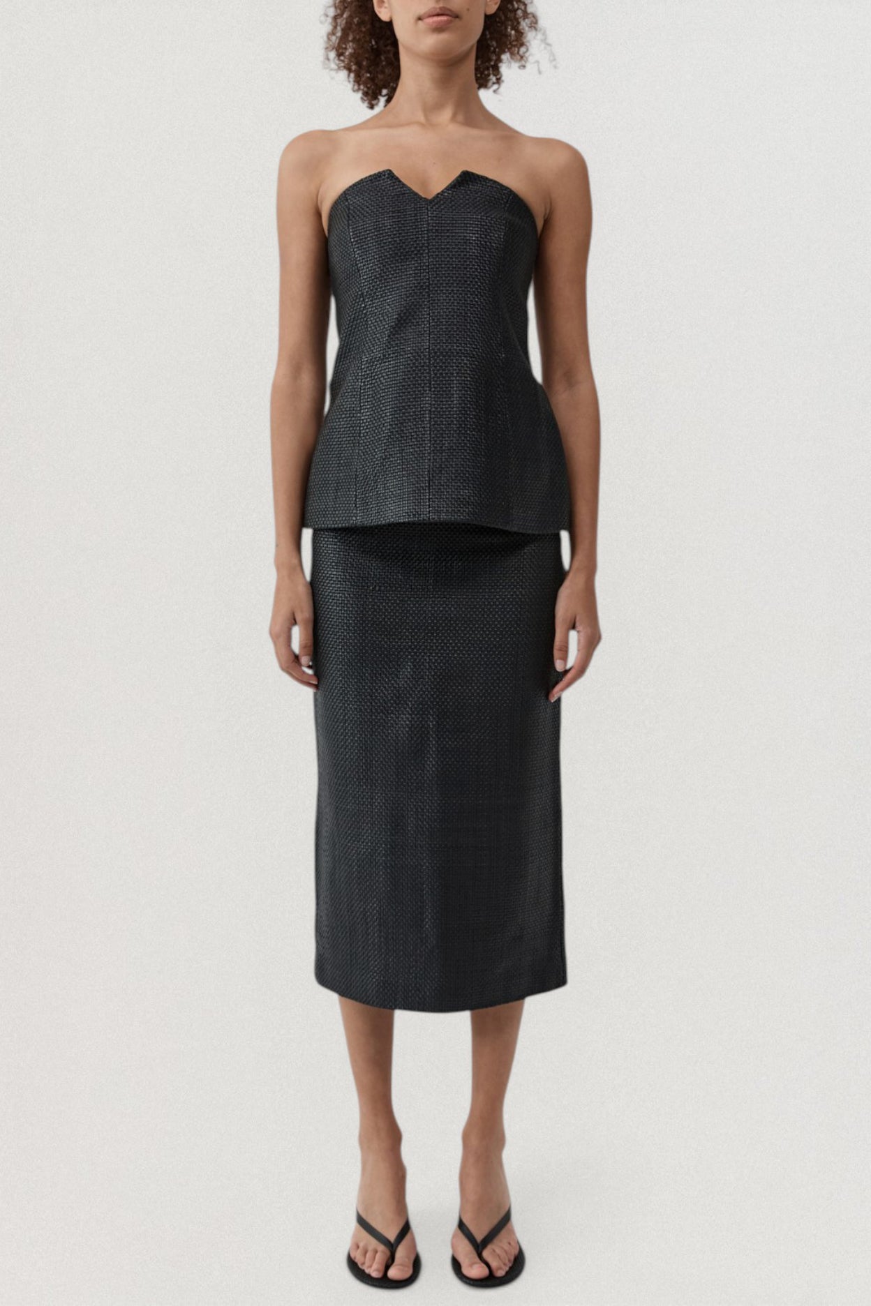 Woven Leather Strapless Bodice