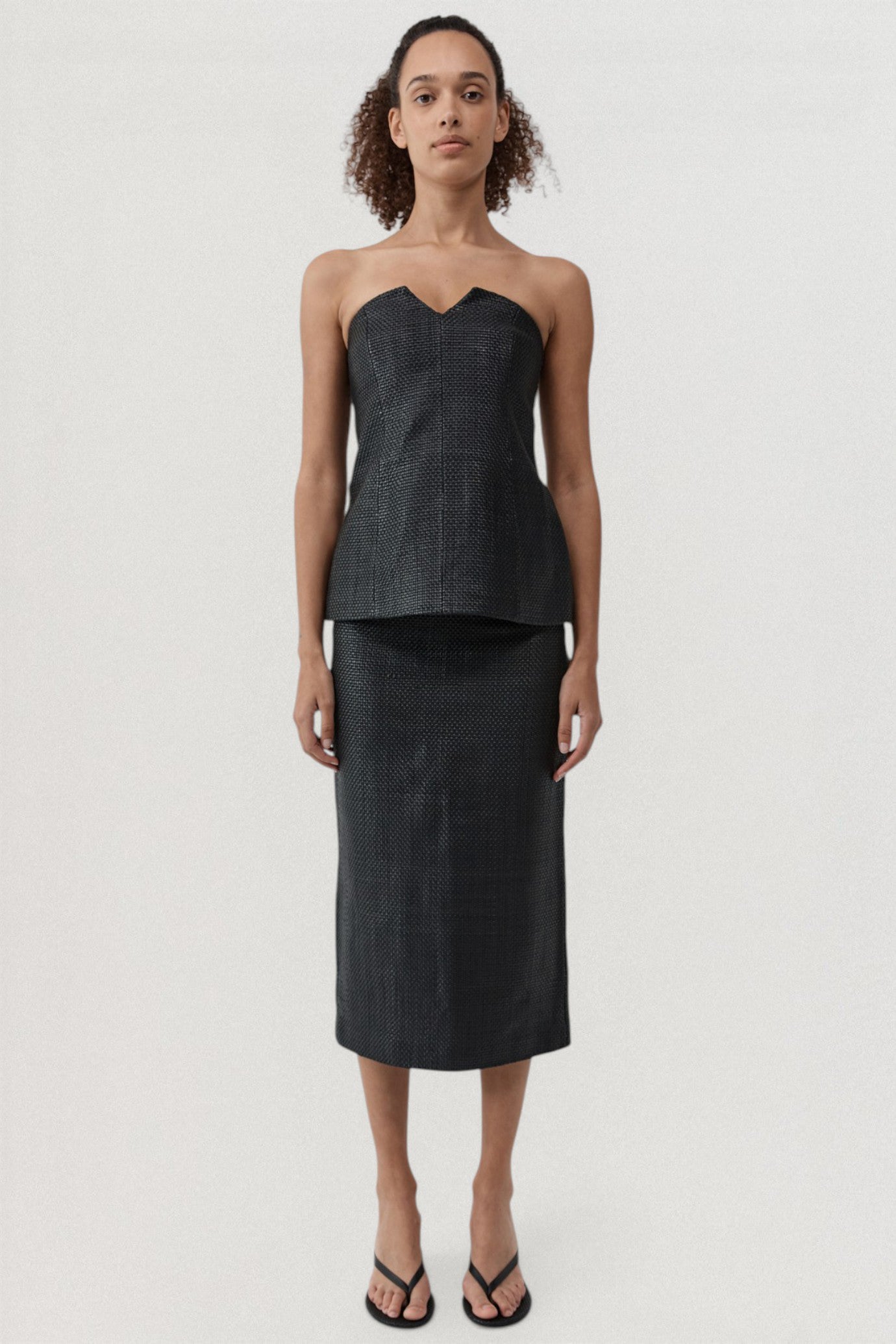 Woven Leather Strapless Bodice