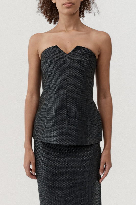 Woven Leather Strapless Bodice