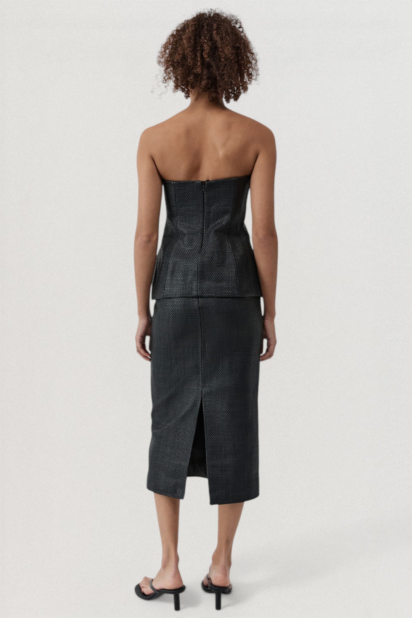 Woven Leather Strapless Bodice