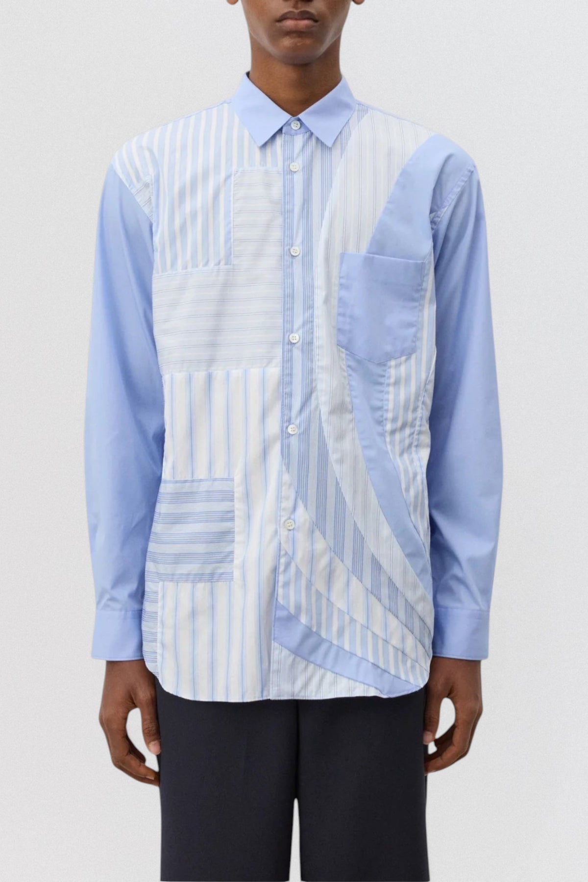 Patchwork Stripe Shirt Blue/Mix