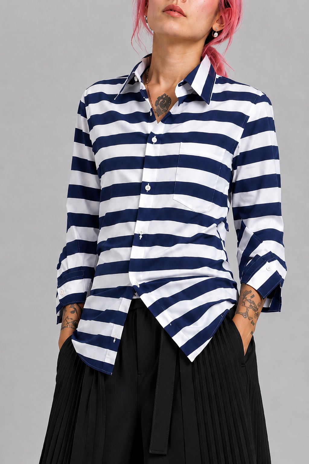 Asymmetric Striped Shirt