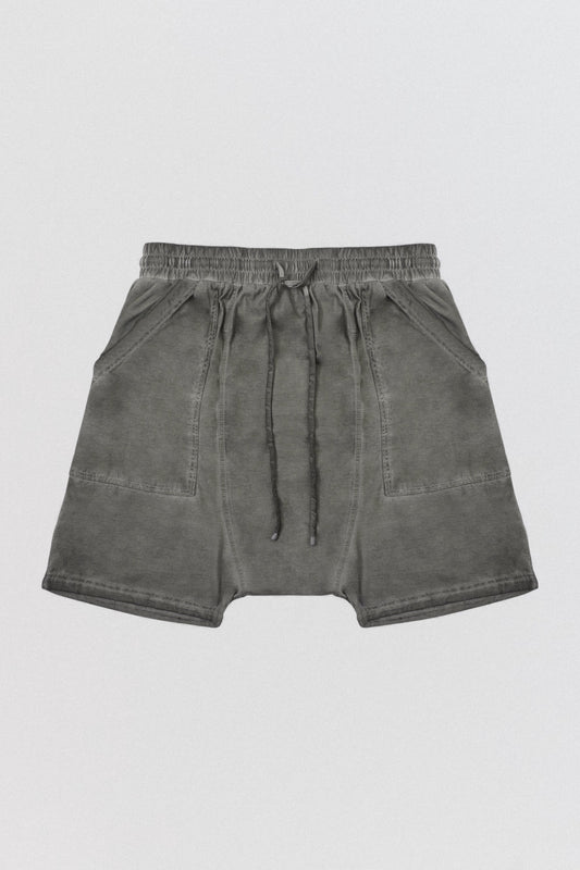 DESU Drop Crotch Shorts in grey pigment-dyed Supima cotton — LABOUTIK Bali