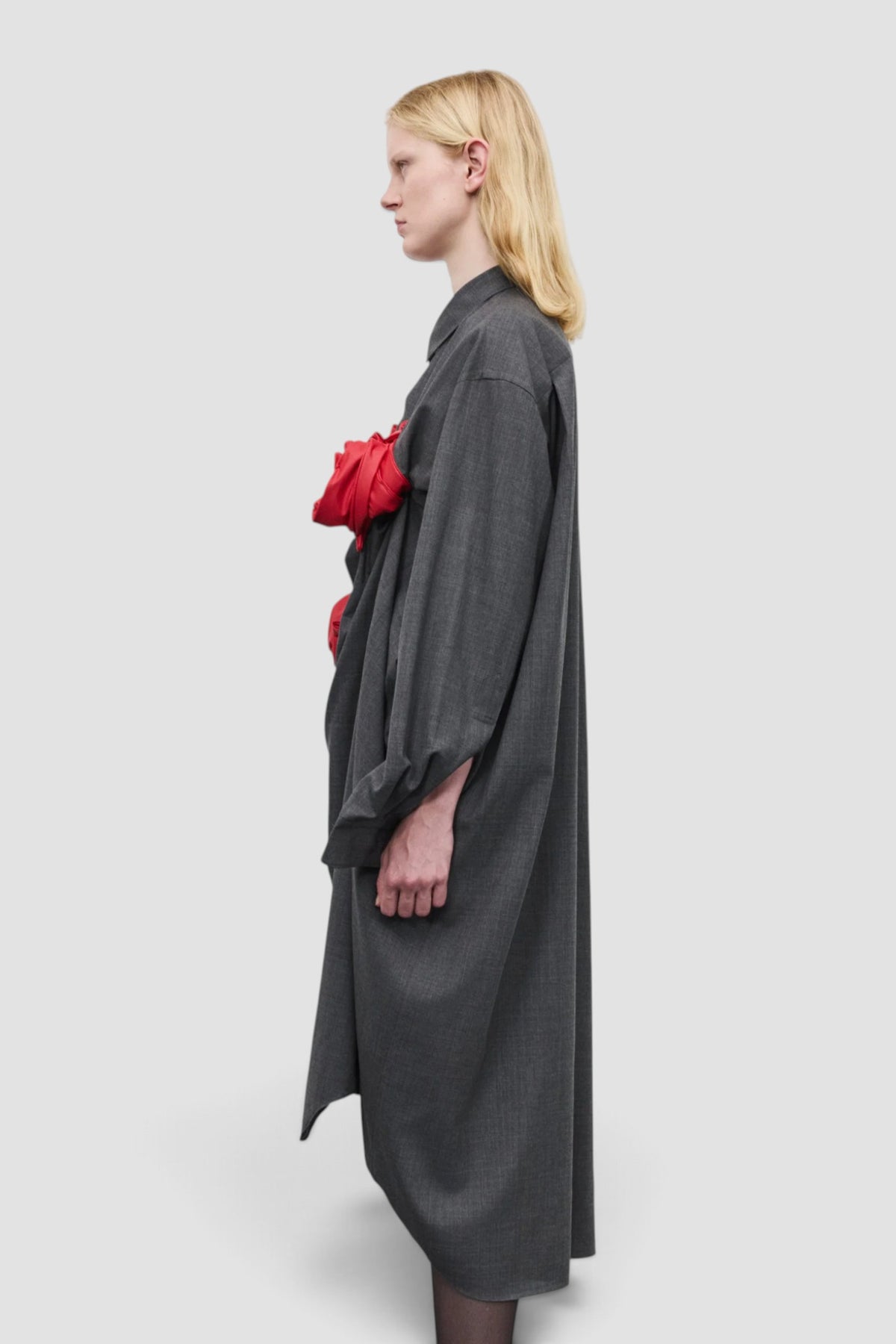 Glove Rose Dress Grey Red