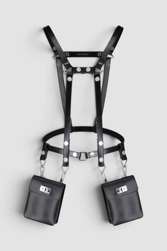 Harness Style Dual Pouch Shoulder Bag