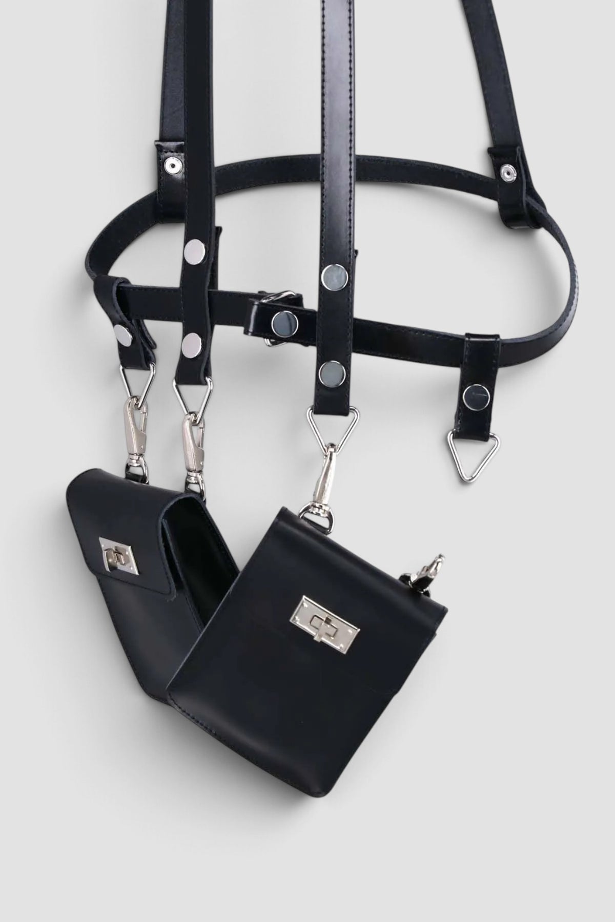 Harness Style Dual Pouch Shoulder Bag