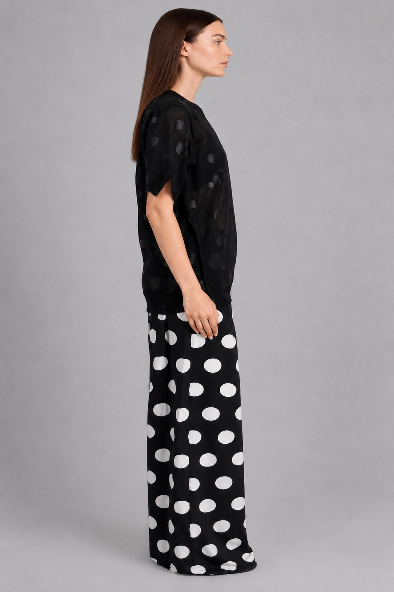 Mesh Polka-Dot Top