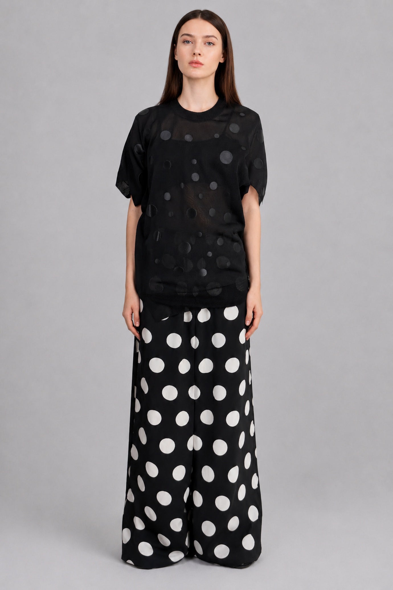 Mesh Polka-Dot Top
