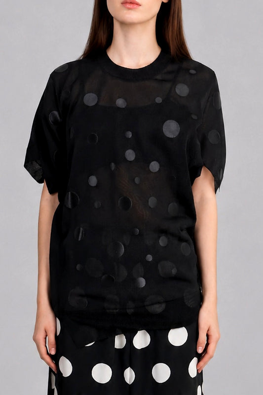 Mesh Polka-Dot Top