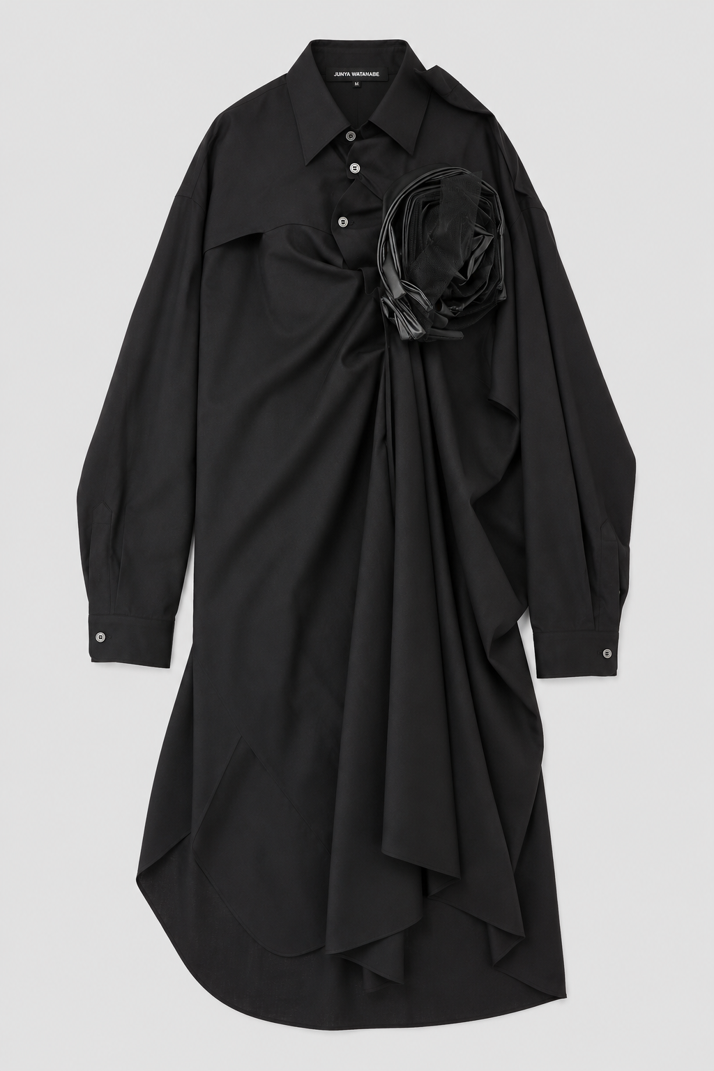 Sculptural Rose Shirt Dress