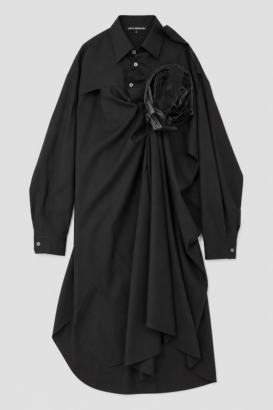 Sculptural Rose Shirt Dress