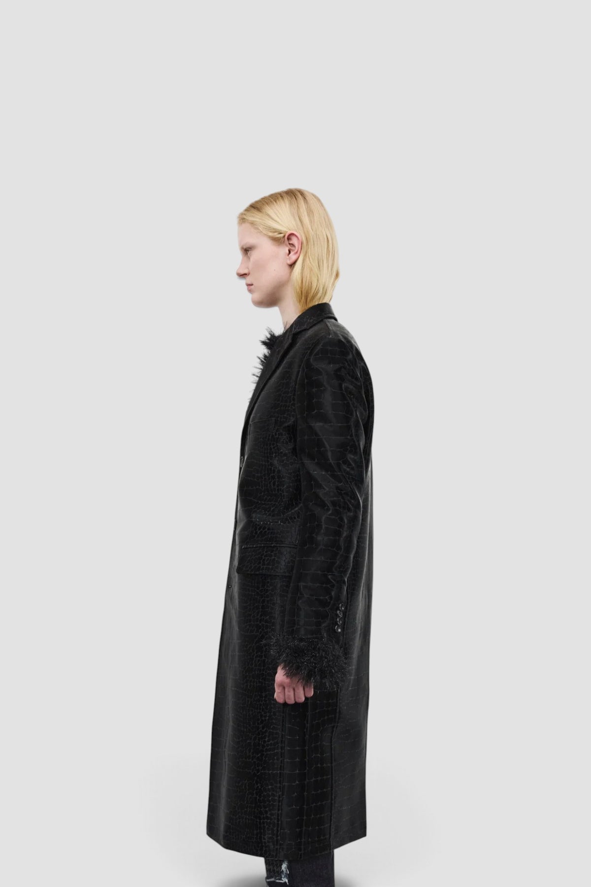 Embossed Single Breasted Coat