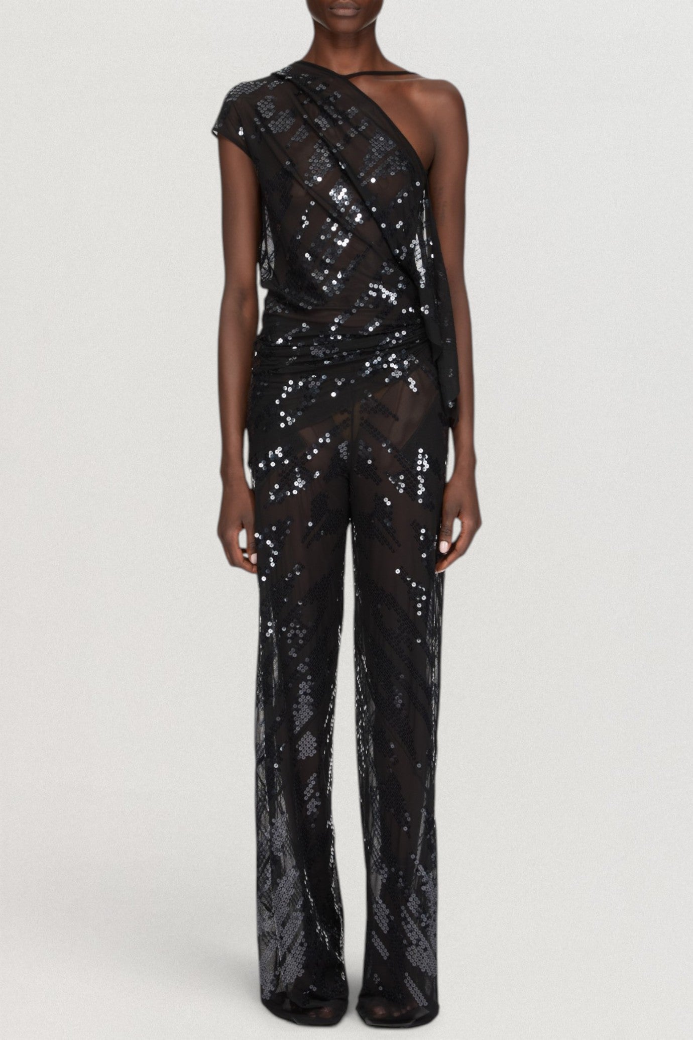 Embroidered Knit Bias Pants