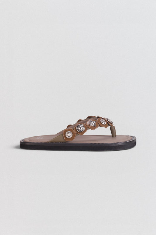 AJ1492 Leather Flip Flops