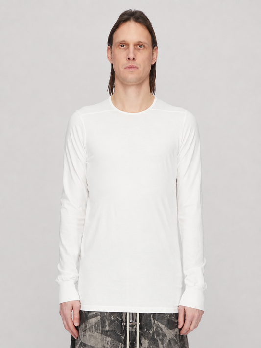 Rick Owens DRKSHDW Level Long Sleeve T-Shirt in milk white cotton jersey