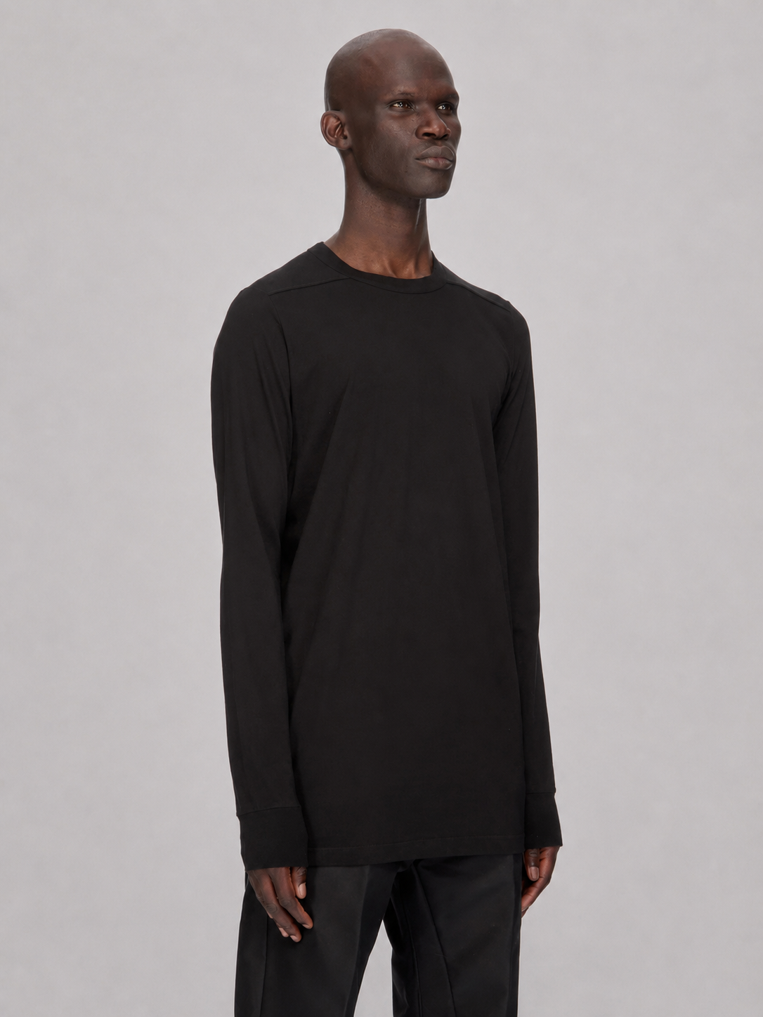 Rick Owens DRKSHDW Level Long Sleeve T-Shirt in black cotton jersey