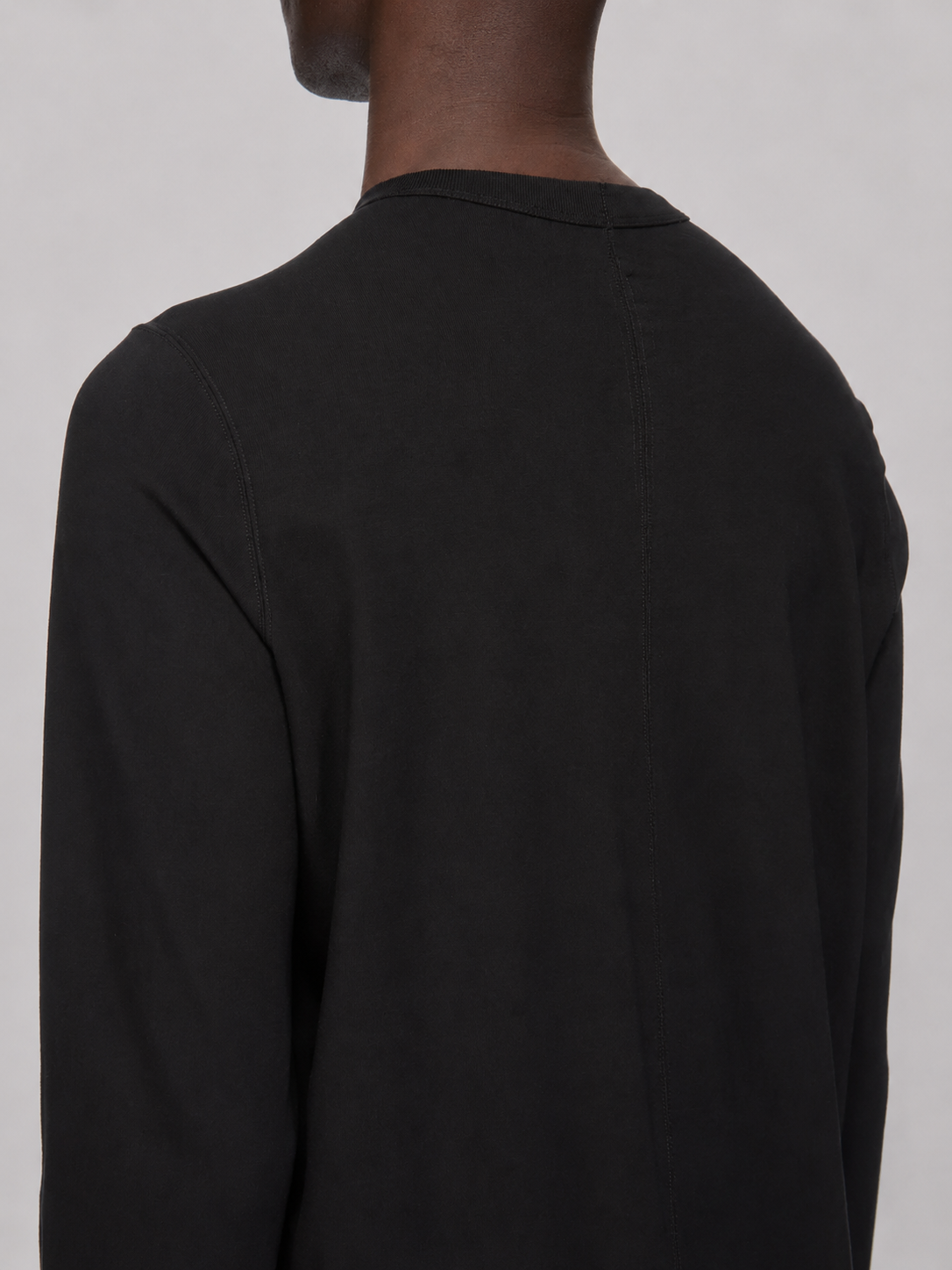 Rick Owens DRKSHDW Level Long Sleeve T-Shirt in black cotton jersey