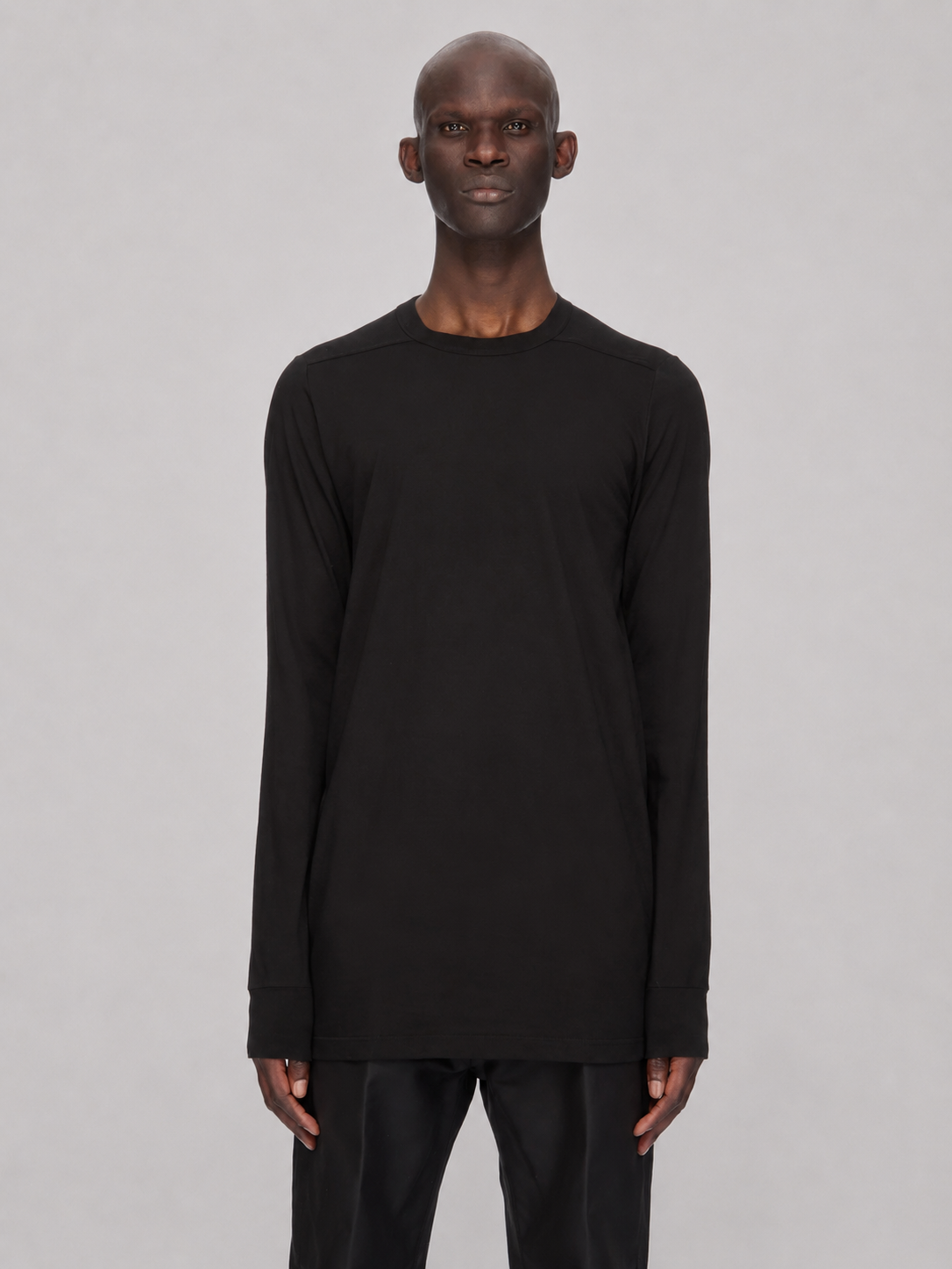 Rick Owens DRKSHDW Level Long Sleeve T-Shirt in black cotton jersey
