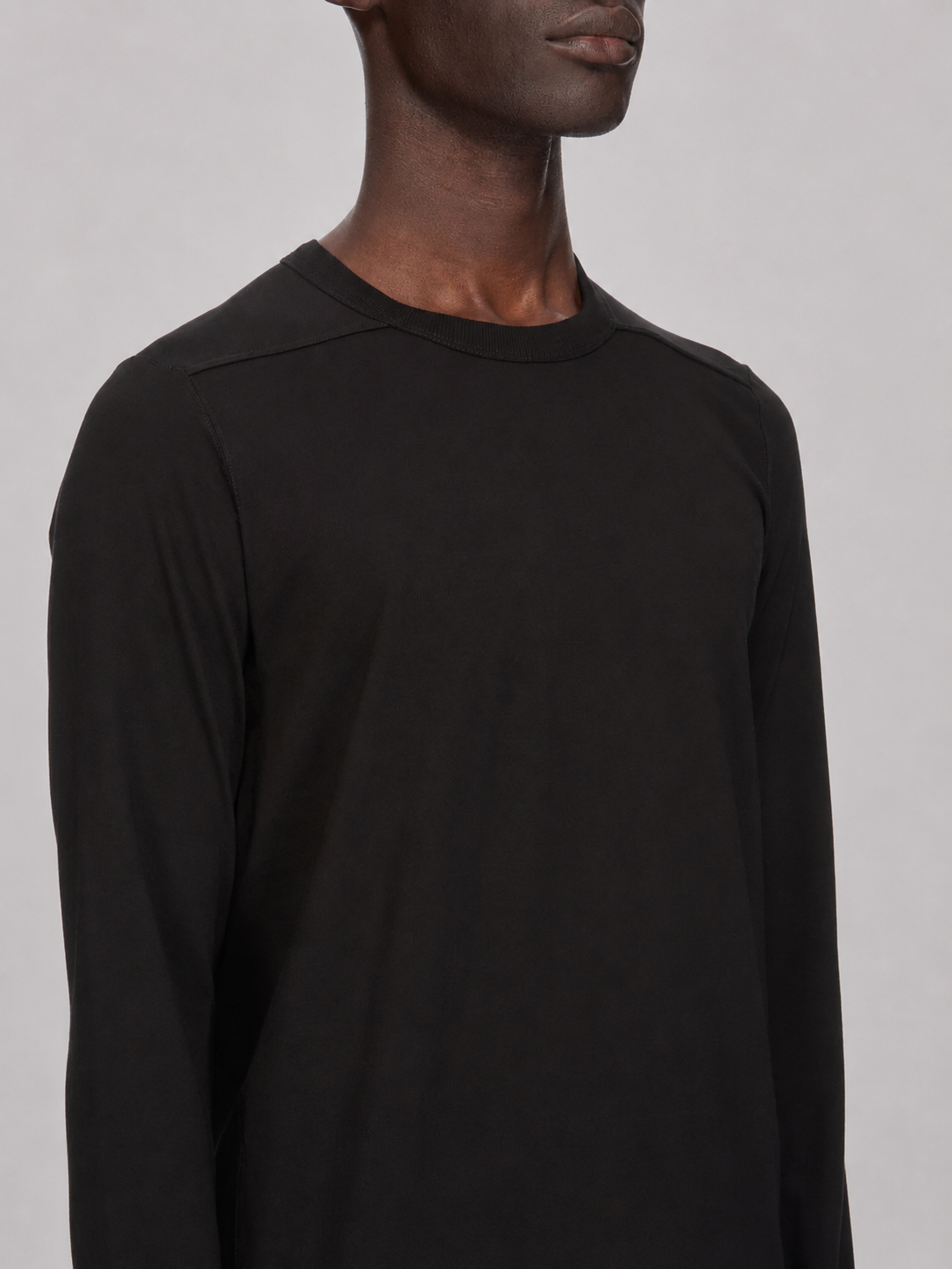 Rick Owens DRKSHDW Level Long Sleeve T-Shirt in black cotton jersey