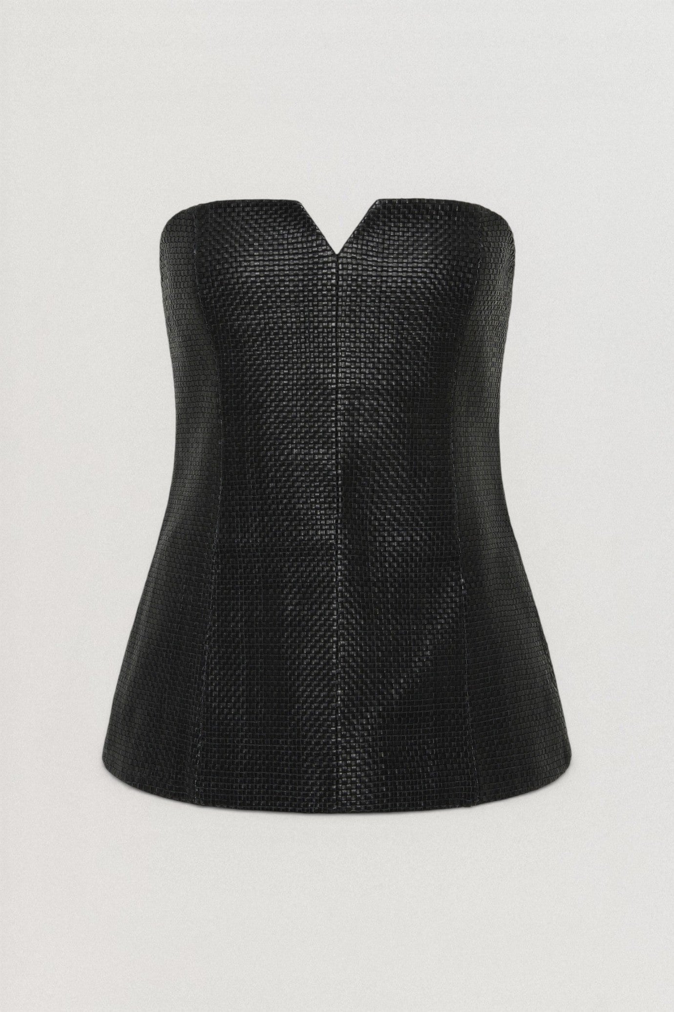 Woven Leather Strapless Bodice