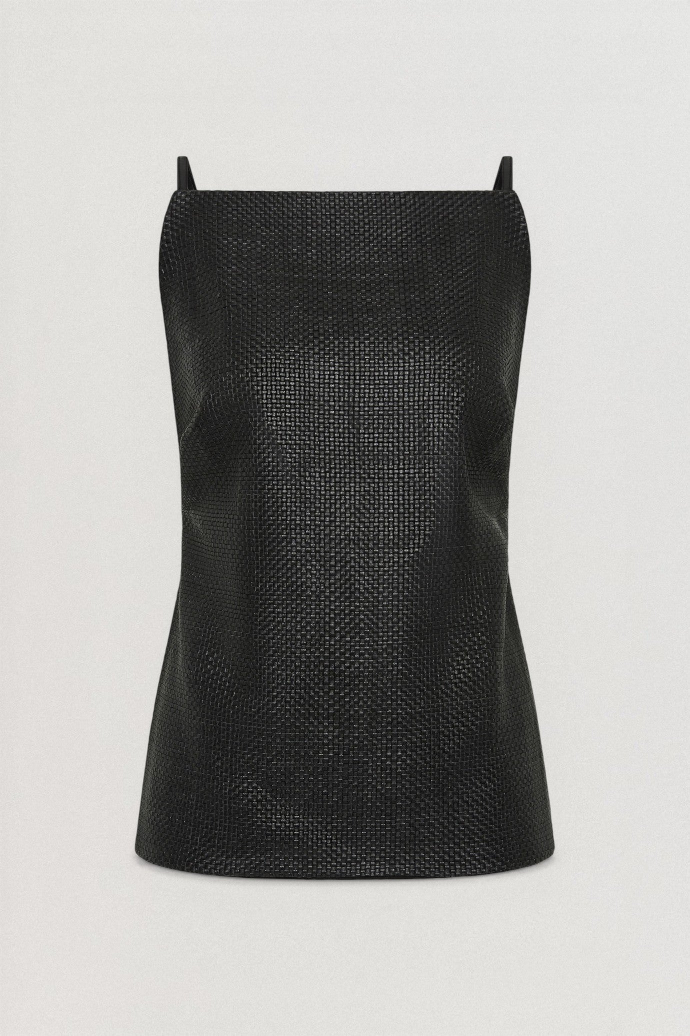 Woven Leather Square Neck Top