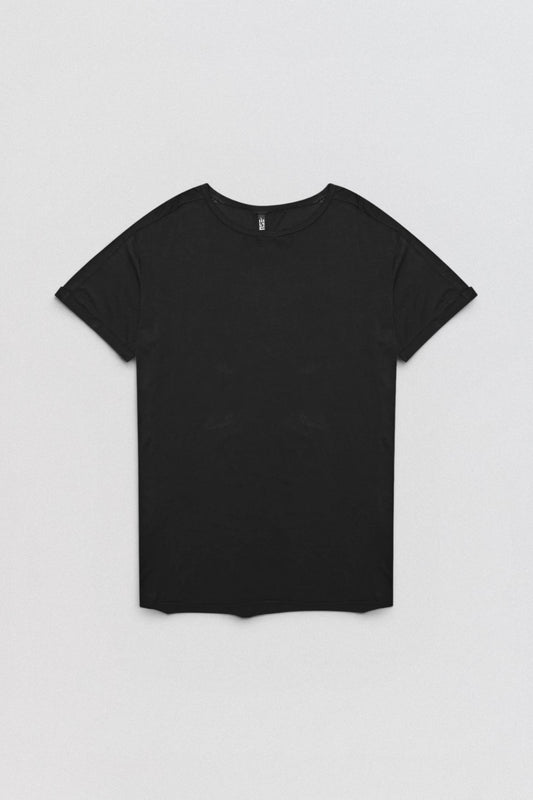 DESU black Supima cotton T-shirt relaxed fit low-cut shoulder — LABOUTIK Bali