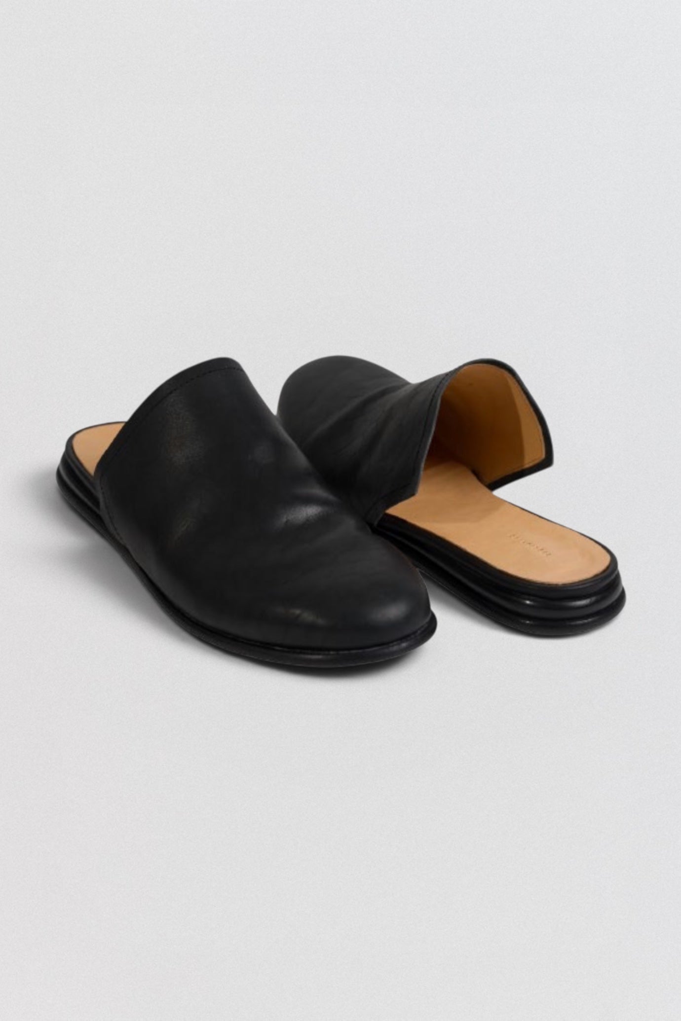 Tagliovivo Sabot Mules Black culatta leather handmade Italy