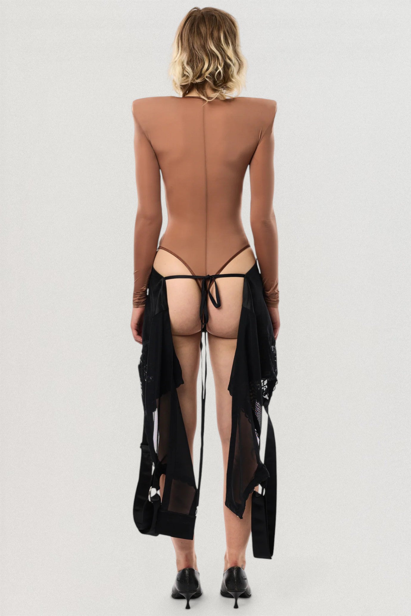 Beige Shoulder Pad Leotard