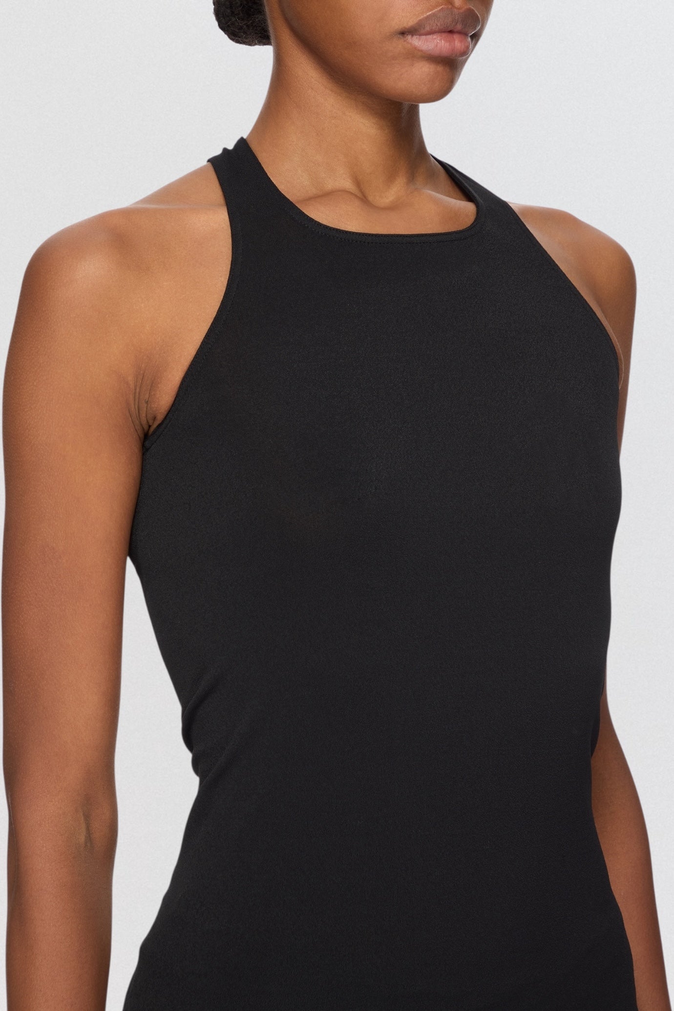Rick Owens Lilies Basic Tank Top in black ribbed jersey with slim sleeveless fit