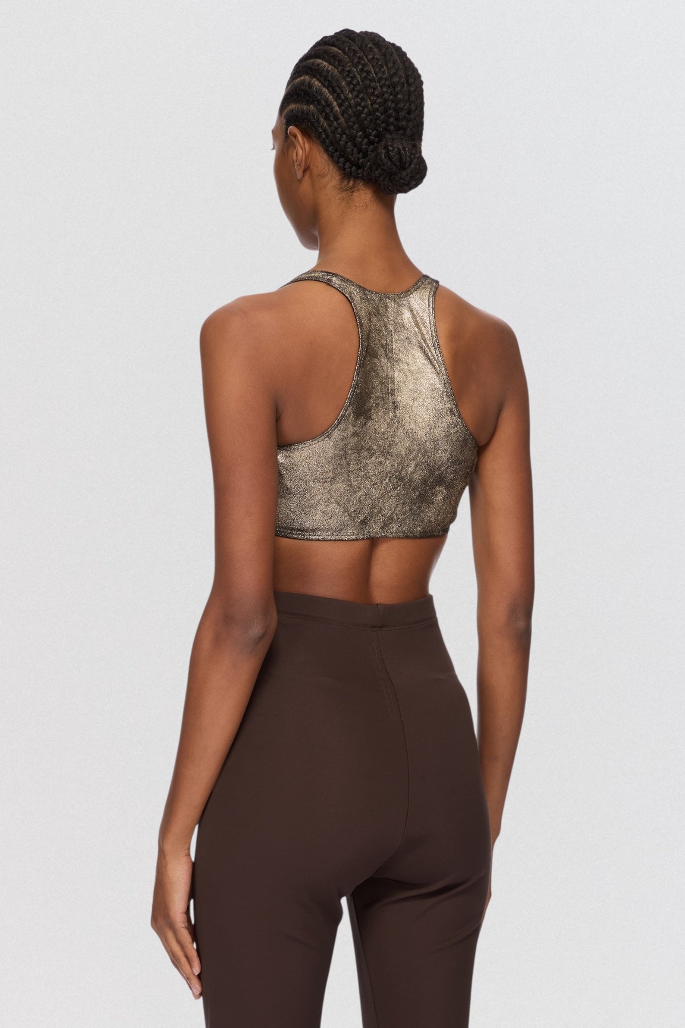 Rick Owens Unhorny Top in cream jersey with cropped fitted silhouette