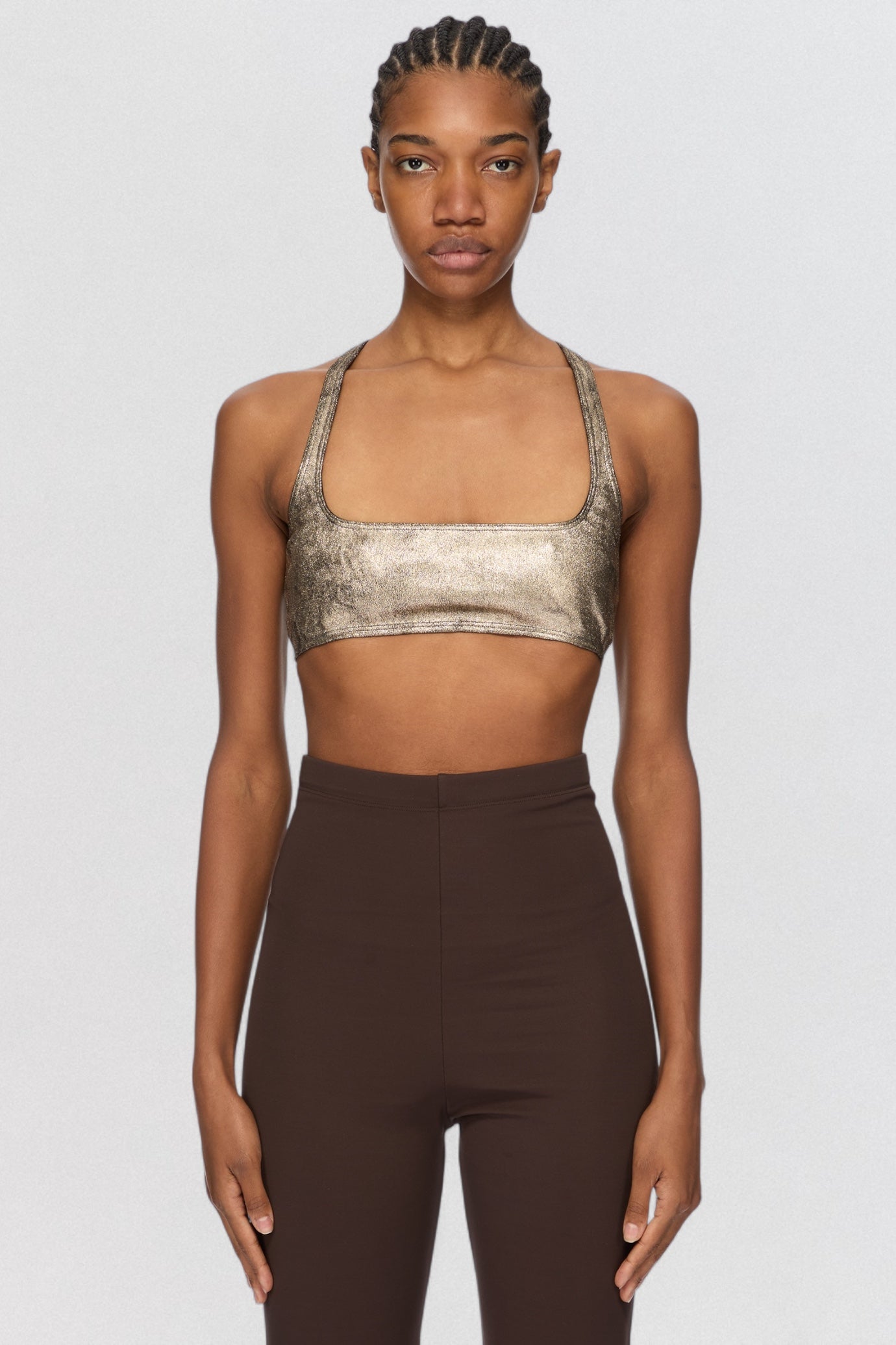 Rick Owens Unhorny Top in cream jersey with cropped fitted silhouette