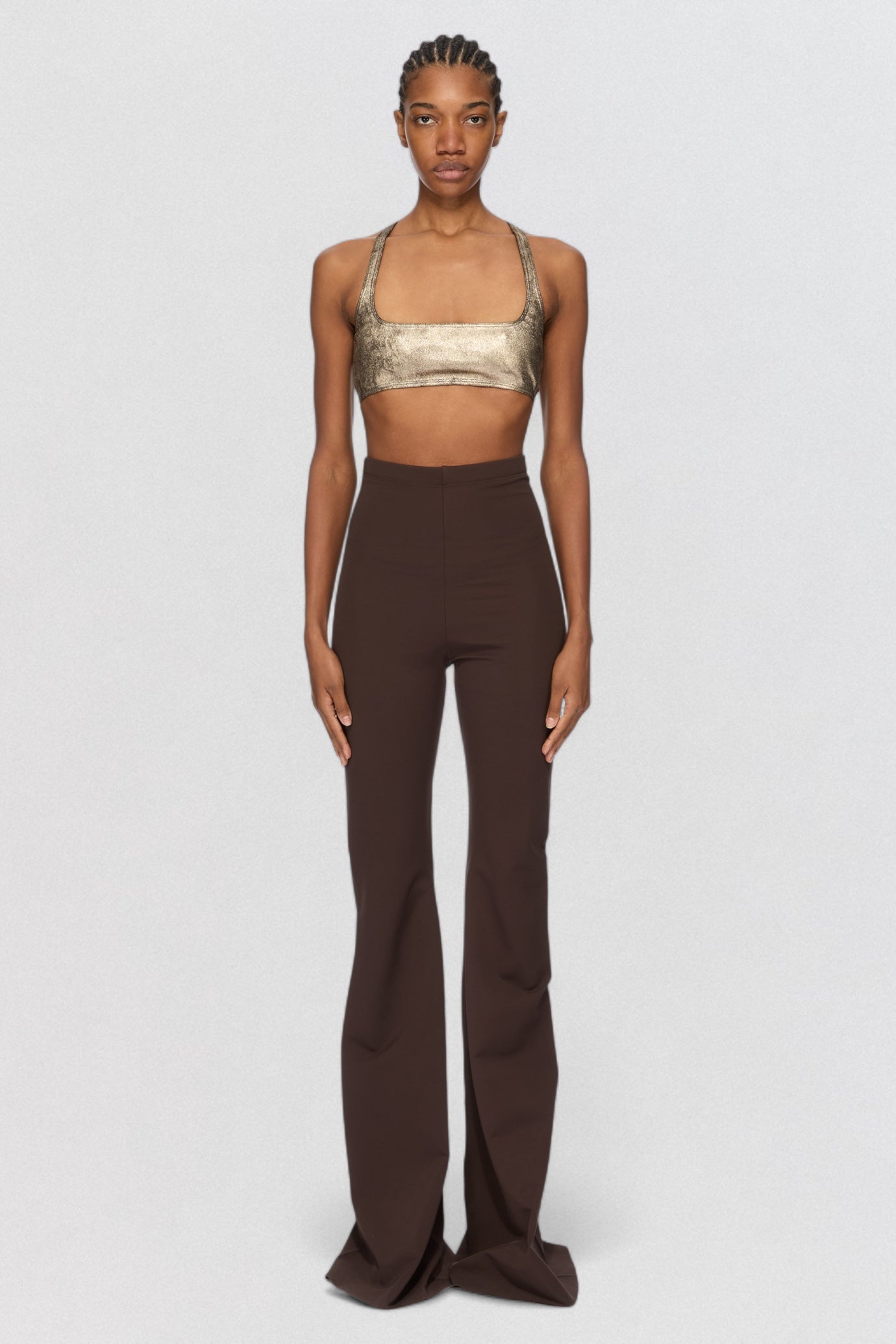 Rick Owens Unhorny Top in cream jersey with cropped fitted silhouette
