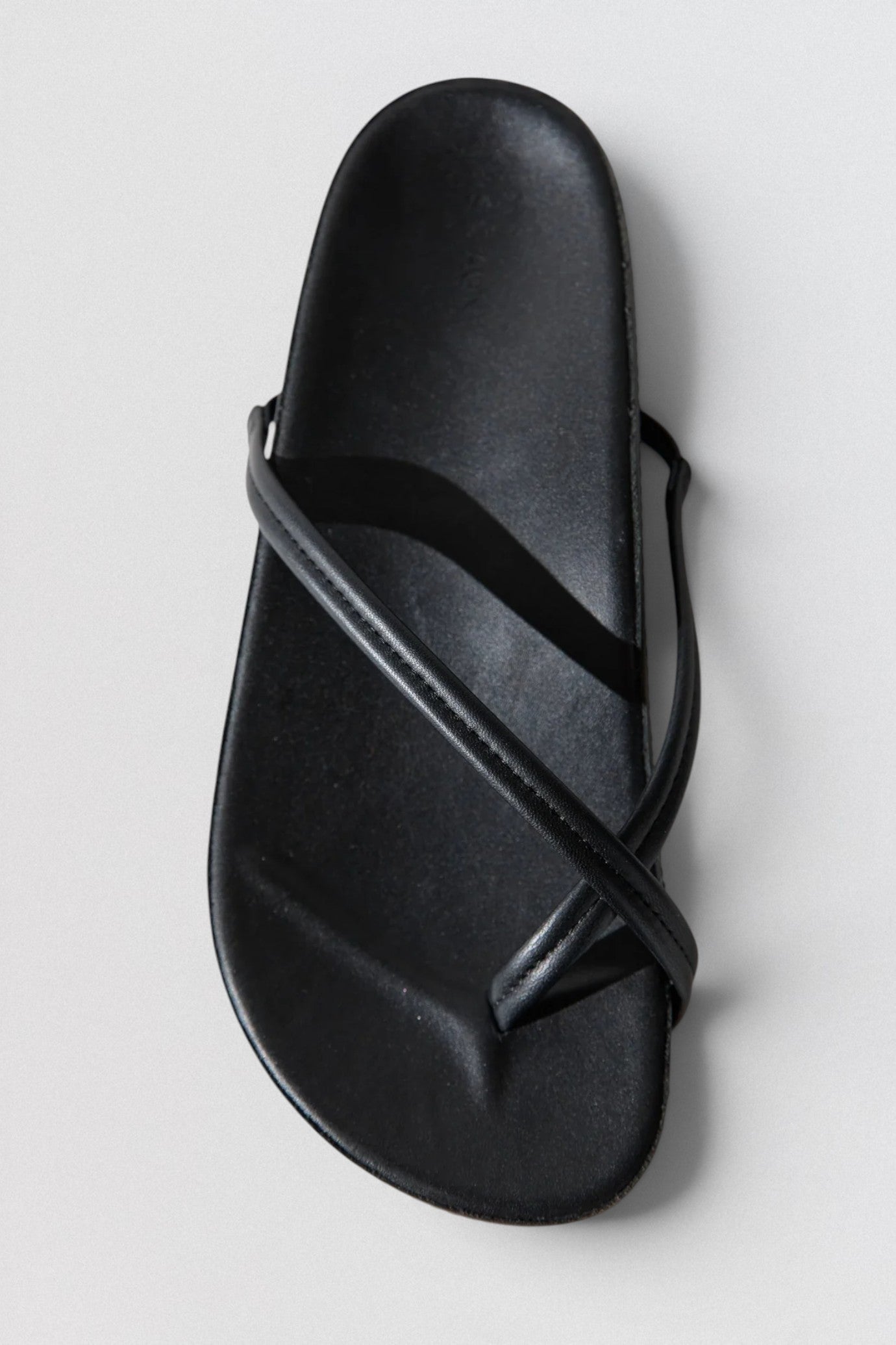 ST. AGNI Cross Strap Flatform in black with lambskin crossover straps and chunky flatform sole